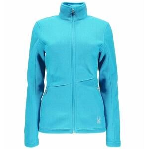 SPYDER Endure textured knit cerulean teal blue full zip core sweater jacket